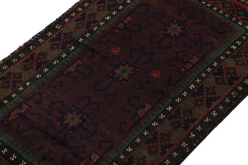 Rug & Kilim's Baluch Afghan Rug in Red, Blue & Black Pattern | Area Rug in Rugs by Rug and Kilim. Item composed of wool