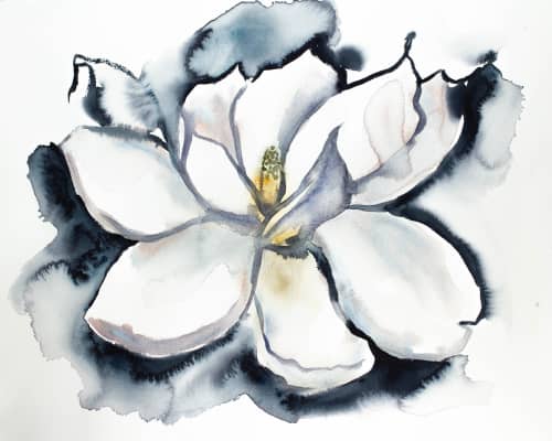 Magnolia No. 29 : Original Watercolor Painting | Paintings by Elizabeth Beckerlily bouquet. Item made of paper works with minimalism & contemporary style