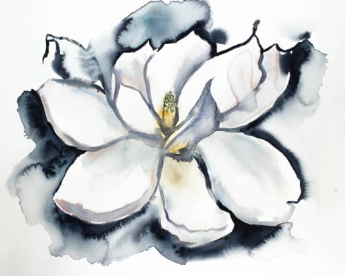 Magnolia No. 29 : Original Watercolor Painting | Paintings by Elizabeth Becker. Item made of paper works with minimalism & contemporary style