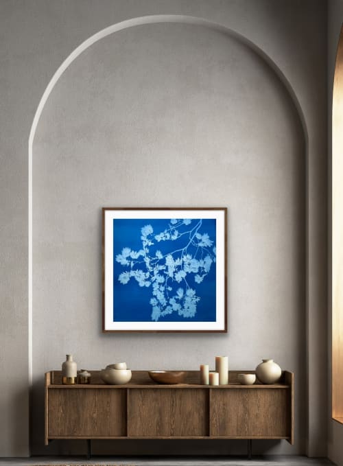 Dancing Peacock Japanese Maple (36 x 36 handmade cyanotype) | Photography by Christine So