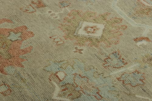 Rug & Kilim’s Oushak Rug in Beige and Green with Floral | Area Rug in Rugs by Rug and Kilim