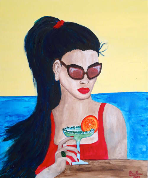 Milena | Oil And Acrylic Painting in Paintings by Elena Parau. Item made of canvas compatible with boho and minimalism style