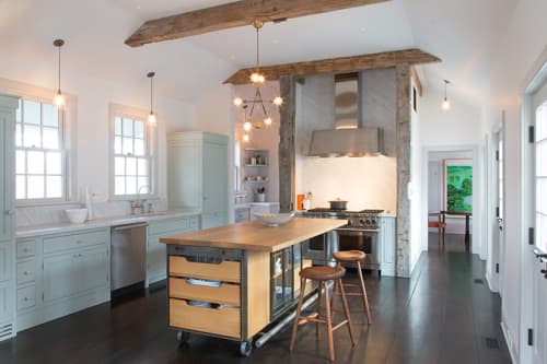 Steel and Oak Kitchen Island | Furniture by Wickham Solid Wood Studio | Private Residence, Millbrook, NY in Millbrook
