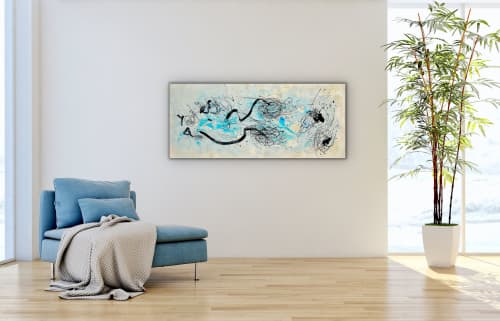 Into The Self | 19x44 | Large Abstracts | Mixed Media by Jacob von Sternberg Large Abstracts. Item composed of canvas and synthetic