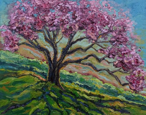 Original Cherry Blossom Painting on Canvas | Paintings by Emily Newman Fine Art