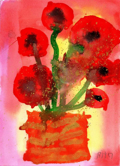 Kingston Poppies | Watercolor Painting in Paintings by Rita Winkler - My Art, My Shop -by Rita ... Where Every Stroke Speaks of Joy and Inclusion. Item made of paper works with contemporary & modern style