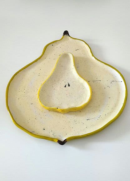 Big Pear | Plate in Dinnerware by Federica Massimi Ceramics. Item composed of ceramic in eclectic & maximalism or mediterranean style