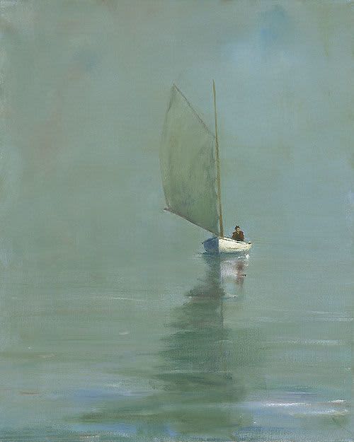 Anne Packard "Lone Sail" | Oil And Acrylic Painting in Paintings by YJ Contemporary Fine Art. Item made of canvas