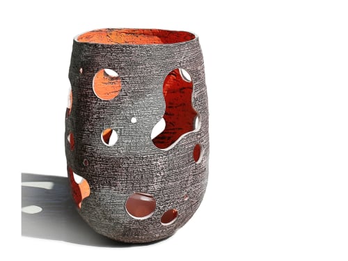 Sculptural Decorative Wide Vase | Vases & Vessels by Donatas Žukauskas. Item made of concrete with paper works with minimalism & contemporary style