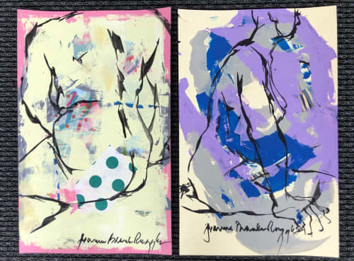 Pranksters Club | Mixed Media by Joanne Beaule Ruggles. Item composed of paper in mid century modern or contemporary style