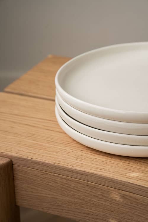 White Matte Stoneware Plates With Round Sides | Dinnerware by Creating Comfort Lab