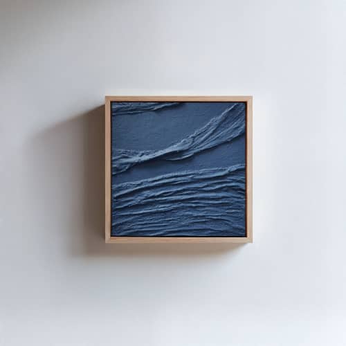 Blue Waves Texture | Mixed Media in Paintings by Serge Bereziak. Item composed of canvas in boho or minimalism style