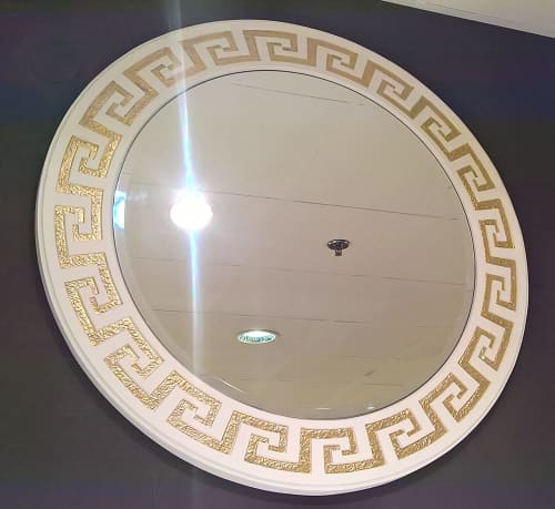 Greek Pattern Maeander mirror gold all hand painted | Decorative Objects by ultimate European. Item composed of glass compatible with mid century modern and contemporary style