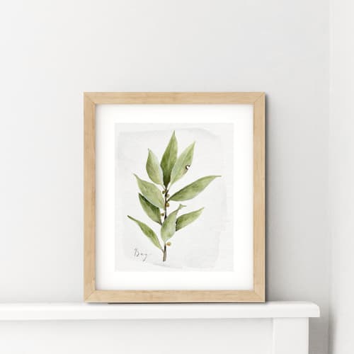 Basil Bliss Mediterranean Culinary Herb Art Print Kitchen | Drawings by Jennifer Lorton Art. Item made of paper works with country & farmhouse & japandi style