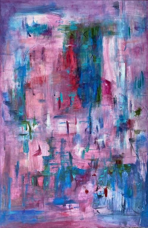 Passionately Soulful Acrylic Abstract | Oil And Acrylic Painting in Paintings by Strokes by Red - Red (Linda Harrison). Item made of canvas & synthetic