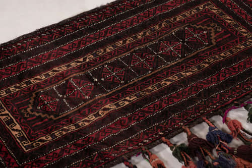Antique Balisht Tribal Textile with Polychromatic Geometric | Area Rug in Rugs by Rug and Kilim