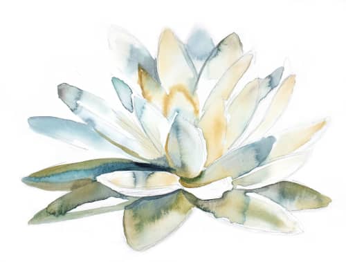 Lotus No. 3 : Original Watercolor Painting | Paintings by Elizabeth Beckerlily bouquet. Item made of paper works with boho & minimalism style