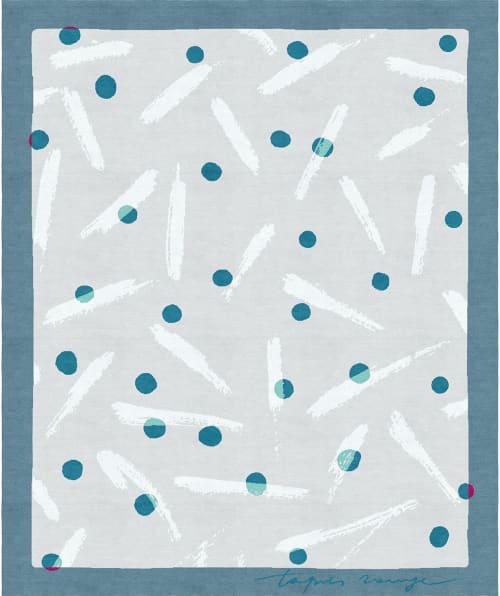 Rug Yuki Blu hand-knotted children room bright | Area Rug in Rugs by Atelier Tapis Rouge. Item made of wool works with contemporary & scandinavian style