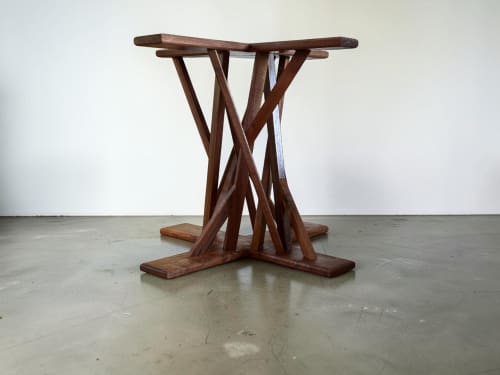 Walnut dining table pedestal base | Tables by Van Werden Designs. Item composed of walnut in mid century modern or eclectic & maximalism style