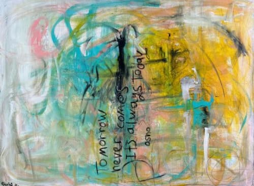 "Always Today" | Oil And Acrylic Painting in Paintings by Shirly Maimom Art. Item made of canvas with synthetic