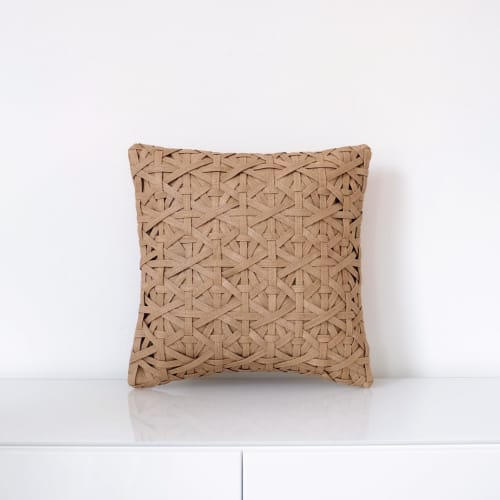 Diamond Small Weave Cushion Cover - Camel | Pillows by Kubo. Item composed of fiber