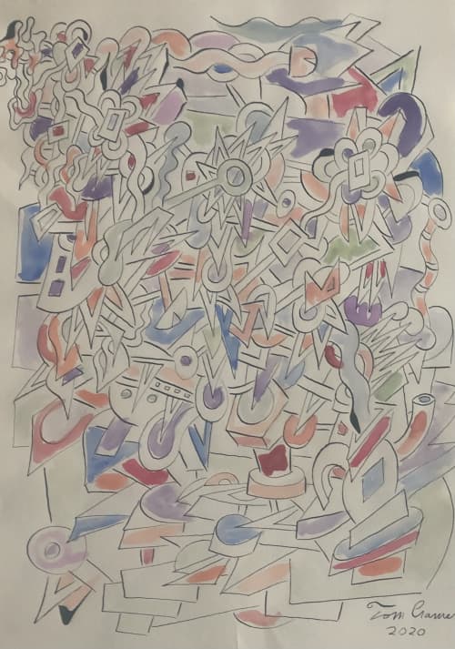 original ink drawing on paper floral | Watercolor Painting in Paintings by Tom Cramer. Item composed of paper