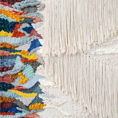 Statement Handwoven Framed Wall Tapestry | Wall Hangings by Shaylee Southerland. Item made of wool with fiber