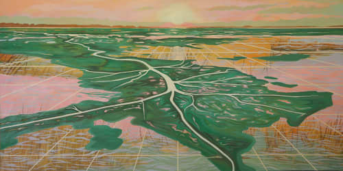 Downstream | Oil And Acrylic Painting in Paintings by Anne Blenker | Tulane University School of Law in New Orleans. Item made of canvas with synthetic