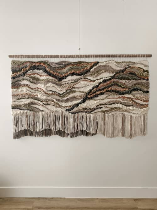 Wall Hanging in Natural Fibers "Life As It Is" | Macrame Wall Hanging in Wall Hangings by Rebecca Whitaker Art. Item made of walnut with cotton