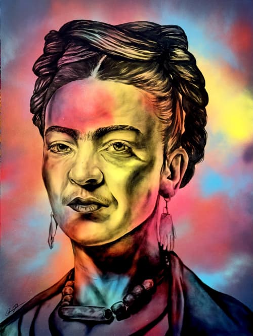 Frida | Oil And Acrylic Painting in Paintings by Drafts by Ola. Item composed of canvas