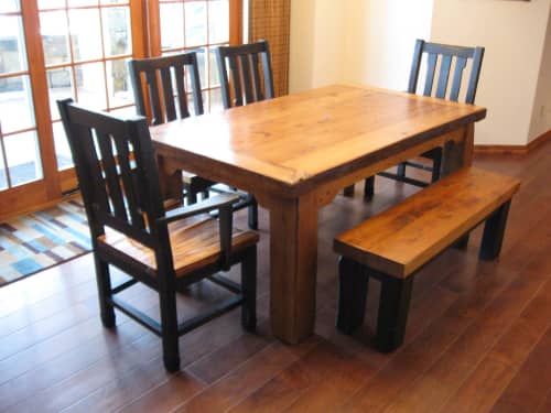 "Hand Tools only" Furniture Old World | Dining Table in Tables by Paul's Green Barn. Item made of oak wood works with minimalism & country & farmhouse style