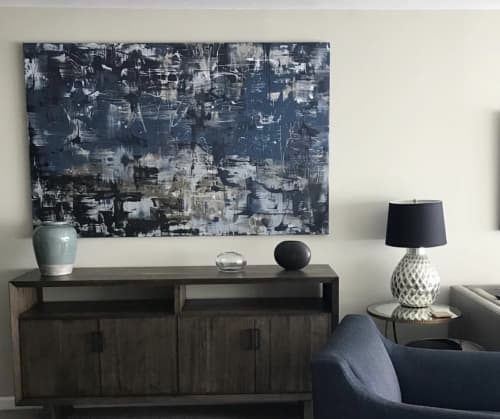 Blue Hue Hollywood | Oil And Acrylic Painting in Paintings by AMY TURNER STUDIO. Item made of canvas with synthetic