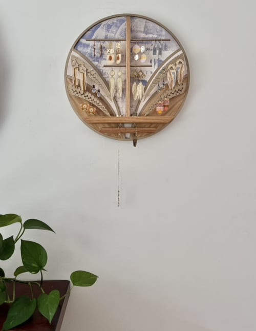 Jewelry Organizer Wall Decor | Wall Sculpture in Wall Hangings by Lauren Mollica Woodworking. Item composed of oak wood in boho or contemporary style