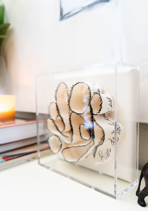Fiber Art / 3 Dimensional / Wall Sculpture with Frame | Wall Hangings by Stef Shock. Item composed of fabric and glass in boho or contemporary style