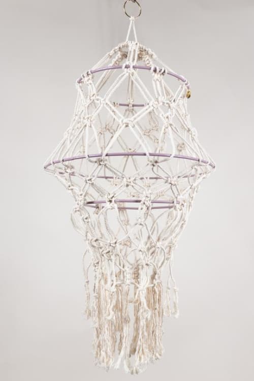 Large Pendant Lantern | Pendants by Modern Macramé by Emily Katz. Item composed of cotton & fiber
