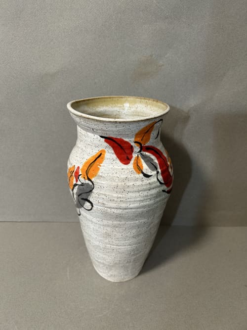 Vase With Underglaze leaf design | Vases & Vessels by Sheila Blunt