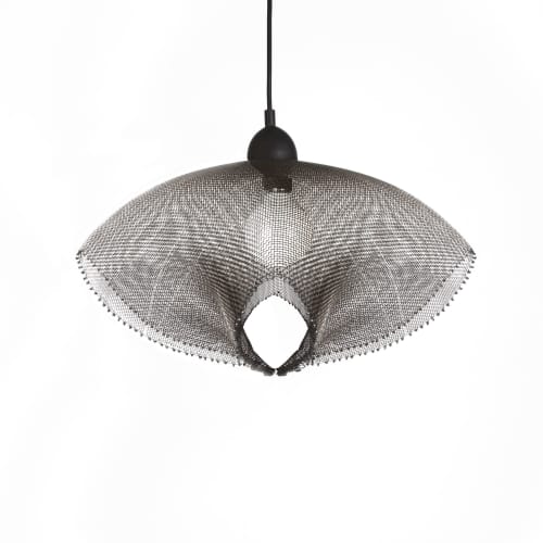 "Parachute I" Steel Wire Mesh Pendant Light - 24" Large | Pendants by Anne Lindsay. Item composed of steel in contemporary or eclectic & maximalism style