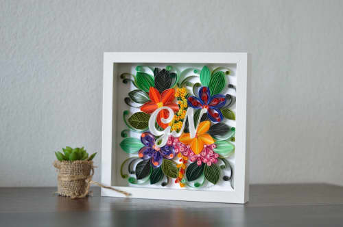 Customizable Initial Wall Frame | Wall Sculpture in Wall Hangings by Swapna Khade. Item made of paper