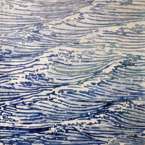 Sea Of Words II, 2021 | Oil And Acrylic Painting in Paintings by Renee Bott. Item made of paper works with contemporary & coastal style