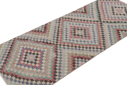 Vintage Zeki Müren Runner Rug, with Geometric Patterns | Area Rug in Rugs by Rug and Kilim