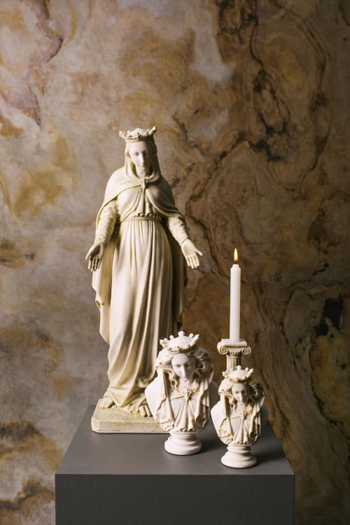 The Virgin Mary Bust Made w/Compressed Marble Powder Large | Public Sculptures by LAGU. Item made of marble