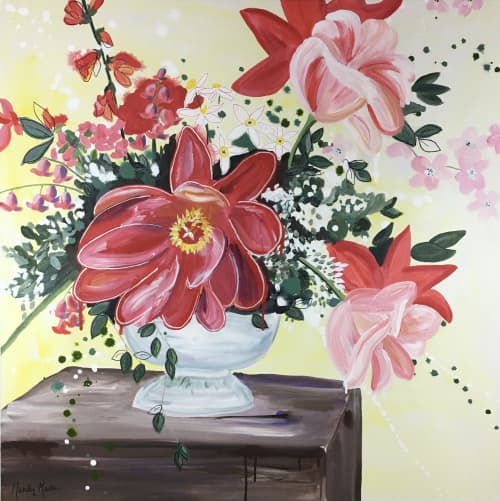 "Joy Comes with the Morning" Floral Tulip Painting | Oil And Acrylic Painting in Paintings by Mandy Martin Art. Item composed of synthetic