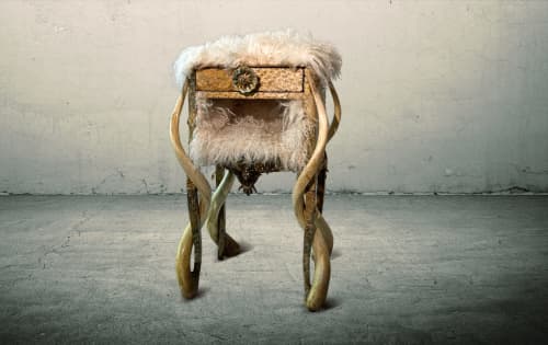 PATER | Bedside Table in Tables by Michel Haillard. Item made of wood & bronze