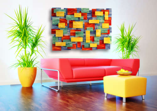 "Four Seasons" Glass and Metal Wall Art Sculpture | Wall Sculpture in Wall Hangings by Karo Studios. Item composed of metal & glass