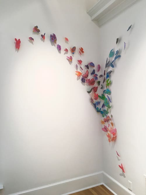Birds and Butterflies | Wall Sculpture in Wall Hangings by Leisa Rich | Swan Coach House in Atlanta. Item composed of synthetic