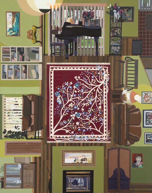 Piano Teacher | Oil And Acrylic Painting in Paintings by Ann Toebbe. Item composed of canvas & synthetic