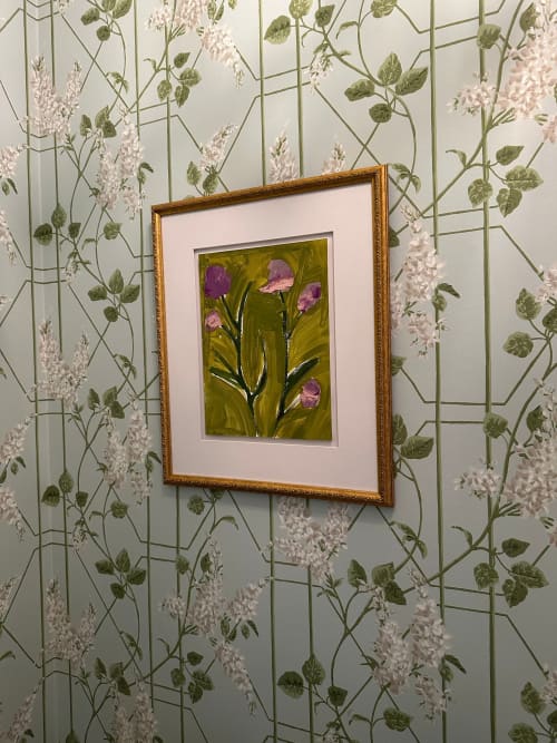 Purple Posies | Oil And Acrylic Painting in Paintings by Erin Donahue Tice Fine Art. Item made of paper & synthetic