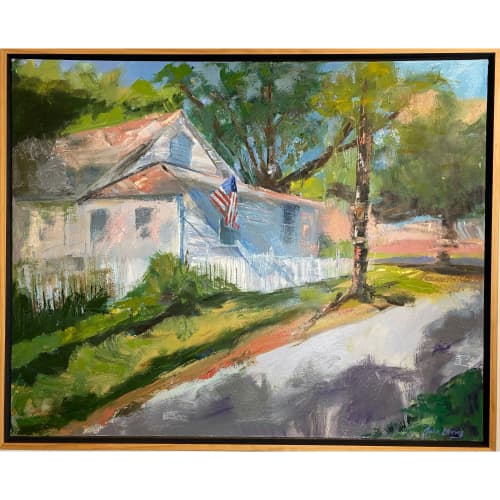 On The Corner Of Demere And Ocean | Oil And Acrylic Painting in Paintings by Julia Lawing Fine Art. Item composed of canvas & synthetic