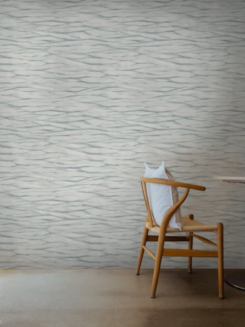 Shibori Wave Wallpaper in Seaglass | Wall Treatments by Eso Studio Wallpaper & Textiles. Item made of paper compatible with boho and eclectic & maximalism style