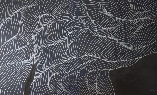 The Arms of the Sea | Oil And Acrylic Painting in Paintings by Tracie Cheng | The Health Center at Hudson Yards in New York. Item composed of canvas & synthetic